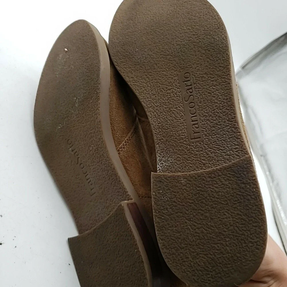 Franco Sarto Boots Womens Size 8.5 Brown Suede Ankle Flat Pull On Booties